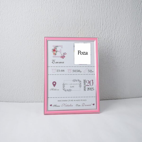 Metrica „Inițiala numelui cu iepuraș balerin” – Format A4