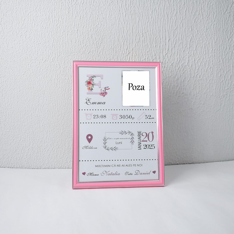 Metrica „Inițiala numelui cu iepuraș balerin” – Format A4