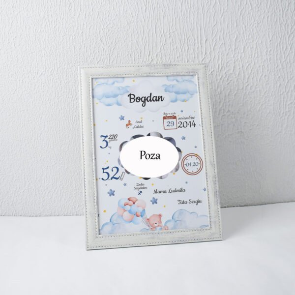 Metrica „Nourași și Ursuleț cu Baloane cu 1 poza” – Format A4