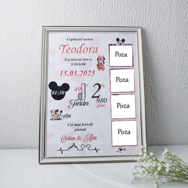 Metrica „Minnie Mouse cu 4poze” - Format A3