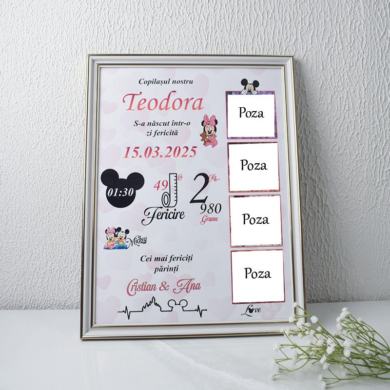 Metrica „Minnie Mouse cu 4poze” - Format A3