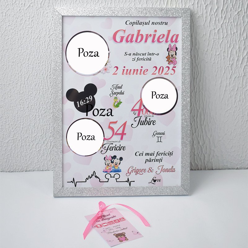Metrica „Minnie mouse baby cu 3 poze” – Format A4