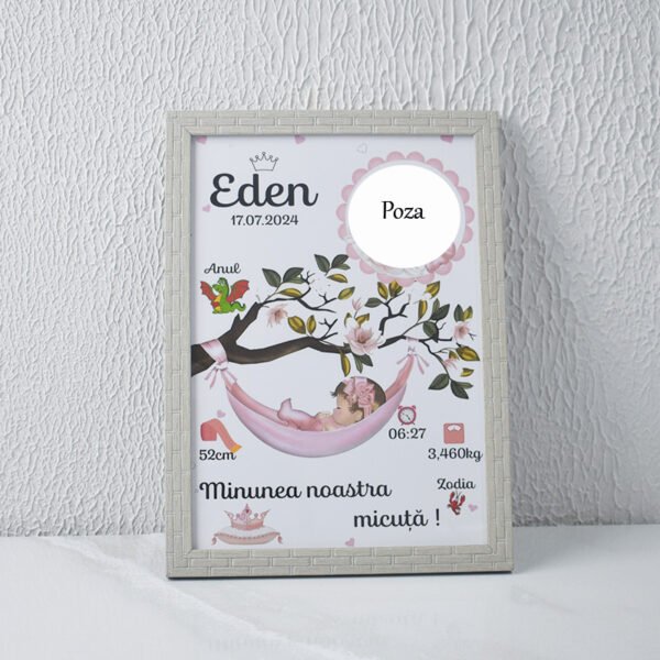 Metrica „Copac cu Leagăn cu o poza” - Format A4