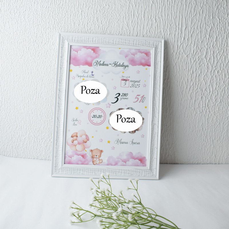 Metrica „Nourași și Ursuleț cu Baloane” – Format A4