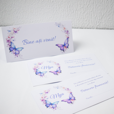 Plic pentru bani pentru cumătrie – Model Fluturi violet