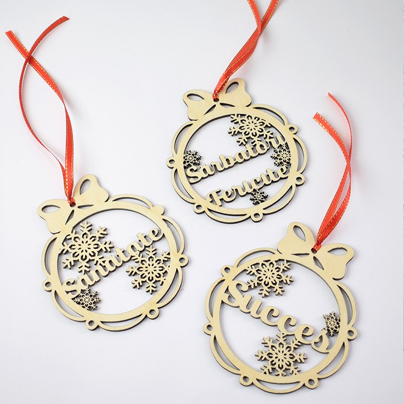 Set 3 jucărie pentru brad cu urări