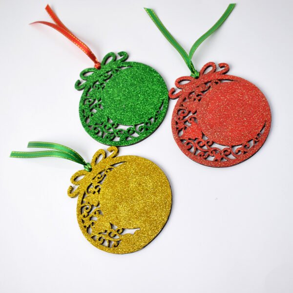 Set 3 jucării pentru brad cu sclipici