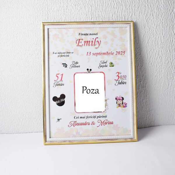 Metrica pentru fetiță de toamnă – Format A3