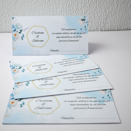 Plic pentru bani pentru nuntă – Model Print Floral Albastru