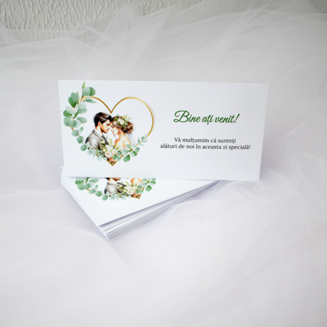 Plic pentru bani pentru nuntă – Model Romantic Inimă Verde