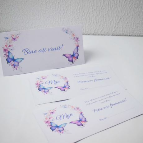 Plic elegant cu fluturi violet pentru daruri