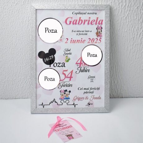 Metrica „Minnie mouse baby cu 3 poze” – Format A4