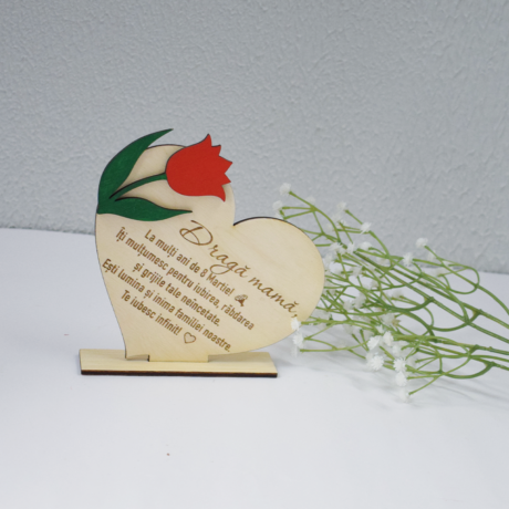 Suvenir personalizat – inimă cu lalea