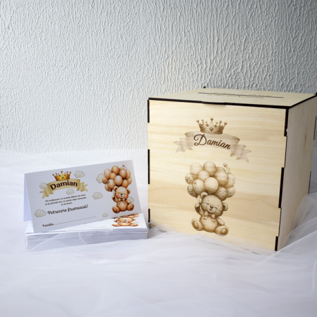 Cutie pentru Plicuri din Placaj Natural – Pușculiță Personalizată