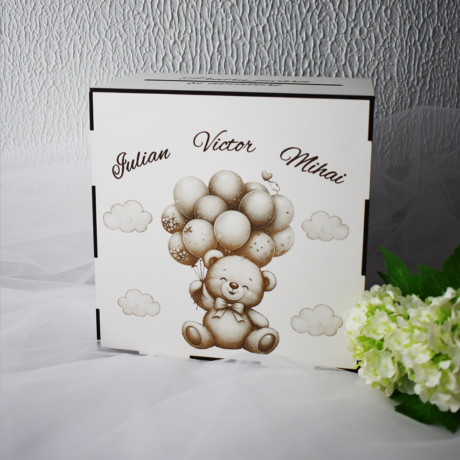 Cutie pentru Plicuri cu Ursuleț Gravat și 3 Nume